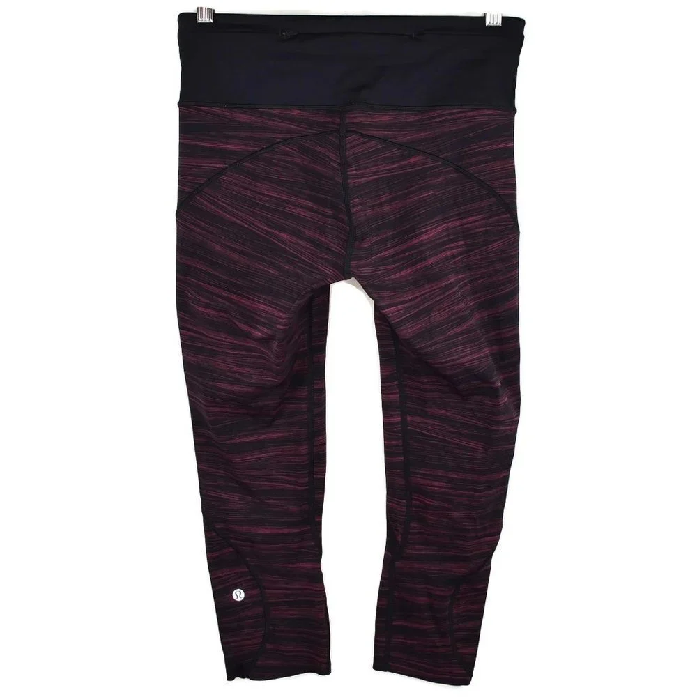 lululemon Run The Day Crop Size 8 in Low Tide Blush Berry & Black